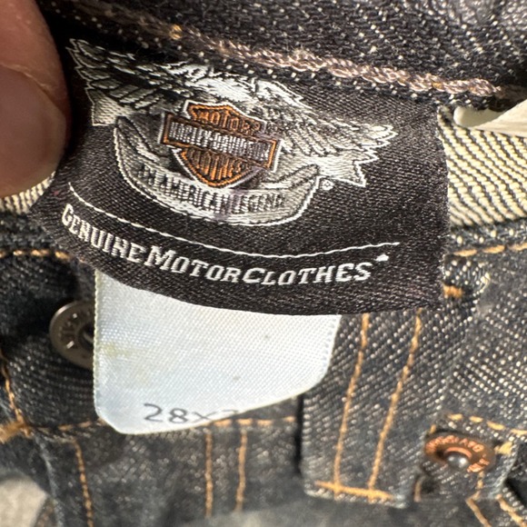 Harley Davidson Y2K Biker Moto Jean Dark Wash Straight Leg Denim Americana 30x30 - Picture 10 of 16
